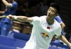 Chen Long in action on day two of the Badminton Asia Championships.
