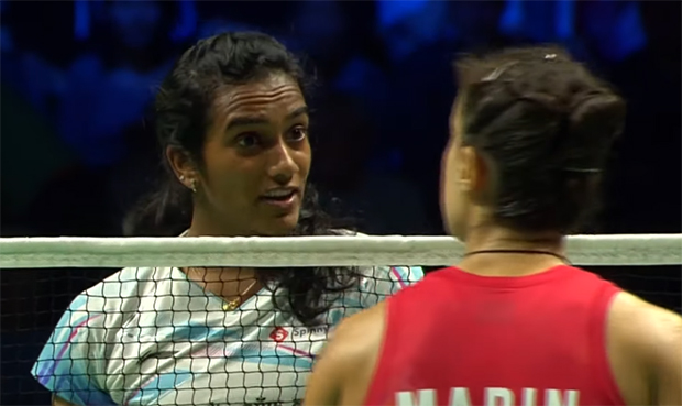 PV Sindhu and Carolina Marin in verbal duel during a heated women's singles Denmark Open semifinals. (photo: BWF)