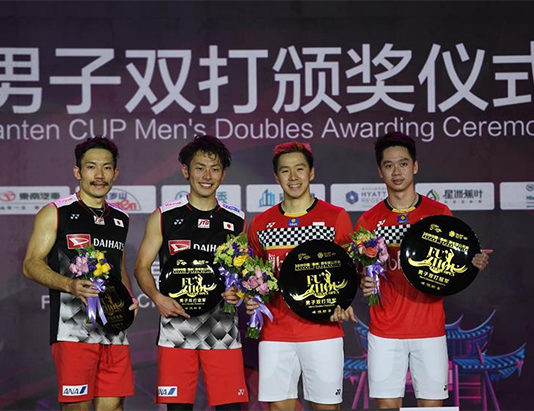 Marcus Fernaldi Gideon/Kevin Sanjaya Sukamuljo are one win away to tie Gao Ling of China to become the doubles players with the most wins in a season. (photo: Xinhua)