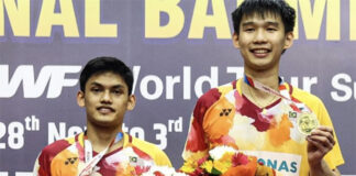 Choong Hon Jian/Muhammad Haikal celebrate their victory at the Guwahati Masters, securing their second title in two weeks. (photo: BAM)