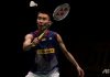Malaysia's Lee Chong Wei returns a shot against China's Pengyu Du during their men's single quarter-final match at the Malaysia Open Badminton Superseries in Kuala Lumpur on January 17, 2014.